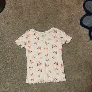 Butterfly Print White T-Shirt
